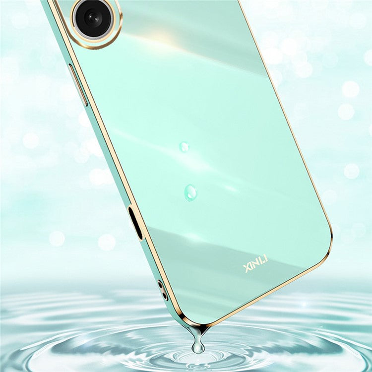 XINLI For iPhone 16 Case TPU Phone Cover with Electroplating Frame - Pink