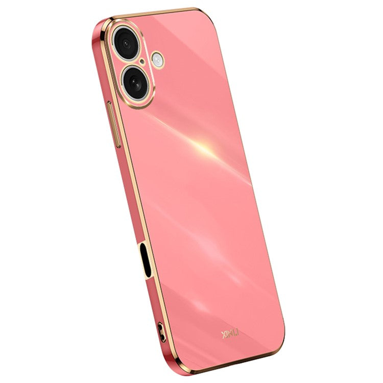 XINLI For iPhone 16 Case TPU Phone Cover with Electroplating Frame - Red