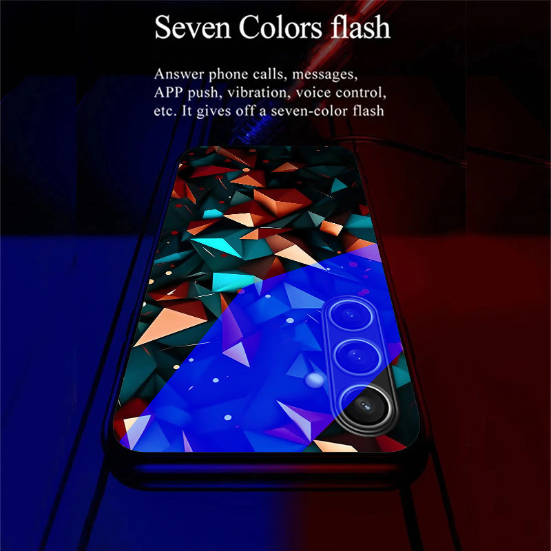 For Samsung Galaxy A16 5G / A16 4G Case Call Flash Series Pattern Printing Tempered Glass + TPU Combo Phone Case - Colorful Diamond Pattern