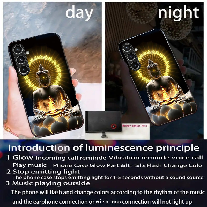 For Samsung Galaxy A16 5G / A16 4G Case Call Flash Series Pattern Printing Tempered Glass + TPU Combo Phone Case - Buddha’S Light Shines