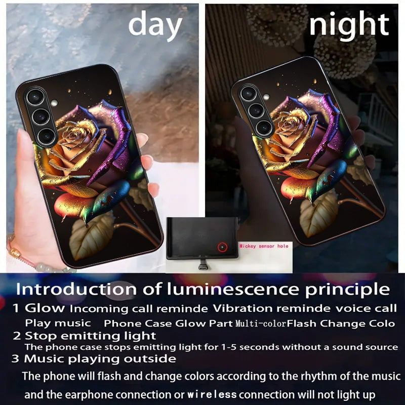 For Samsung Galaxy A16 5G / A16 4G Case Call Flash Series Pattern Printing Tempered Glass + TPU Combo Phone Case - Colorful Rose