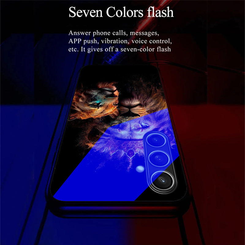 For Samsung Galaxy A16 5G / A16 4G Case Call Flash Series Pattern Printing Tempered Glass + TPU Combo Phone Case - Golden Lion