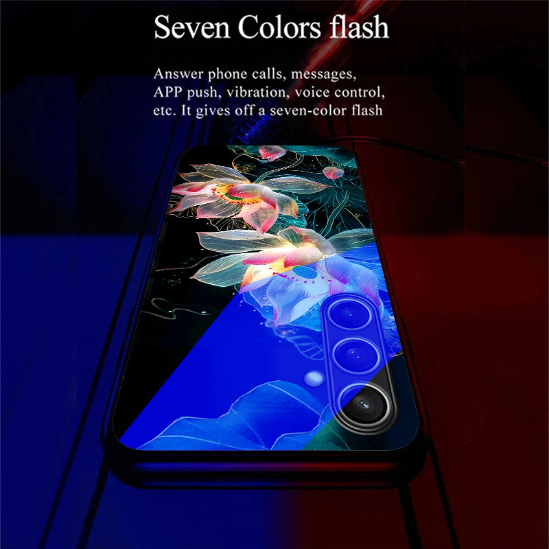 For Samsung Galaxy A16 5G / A16 4G Case Call Flash Series Pattern Printing Tempered Glass + TPU Combo Phone Case - Crystal Lotus
