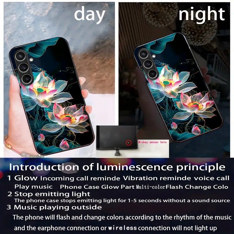 For Samsung Galaxy A16 5G / A16 4G Case Call Flash Series Pattern Printing Tempered Glass + TPU Combo Phone Case - Crystal Lotus