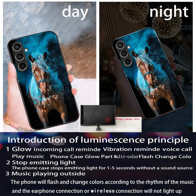 For Samsung Galaxy A16 5G / A16 4G Case Call Flash Series Pattern Printing Tempered Glass + TPU Combo Phone Case - Starlight Horse