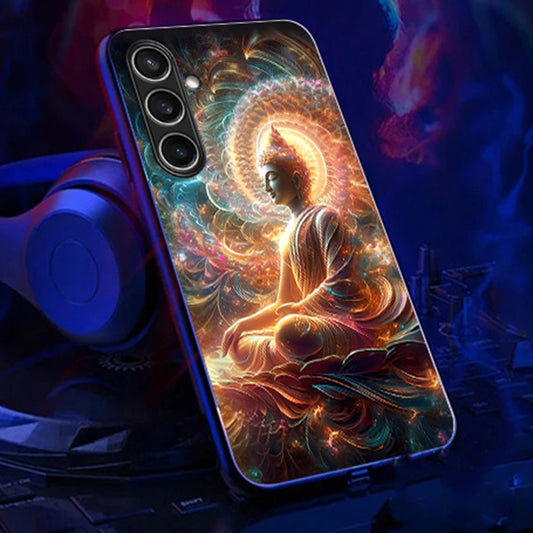 For Samsung Galaxy A16 5G / A16 4G Case Call Flash Series Pattern Printing Tempered Glass + TPU Combo Phone Case - Colorful Buddha