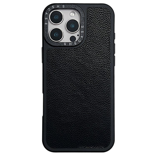 For iPhone 16 Pro Case PC+TPU+PU Leather Anti-Drop Phone Cover - Black