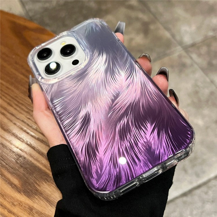 For iPhone 16 Pro Case Fox Tail Pattern Hot Stamping Electroplating Soft TPU Phone Shell - Silver