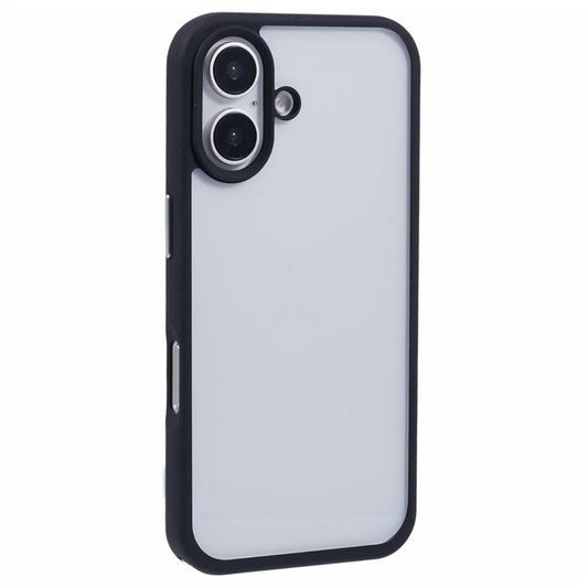 For iPhone 16 Plus Case TPU+PC Crystal Clear Back Cover with Lanyard Holes - Black