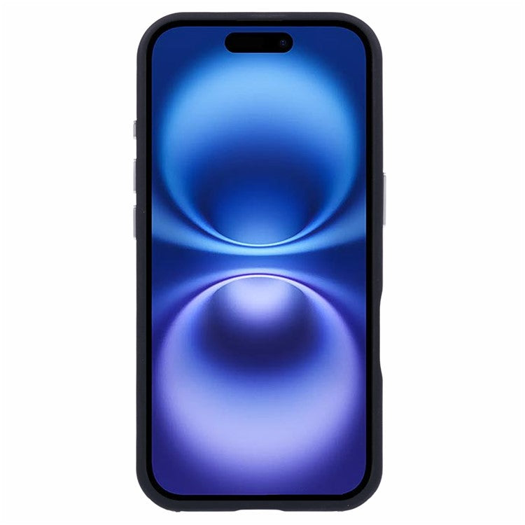 For iPhone 16 Plus Case TPU+PC Crystal Clear Back Cover with Lanyard Holes - Black