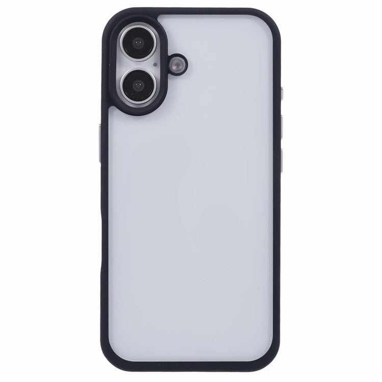 For iPhone 16 Plus Case TPU+PC Crystal Clear Back Cover with Lanyard Holes - Black