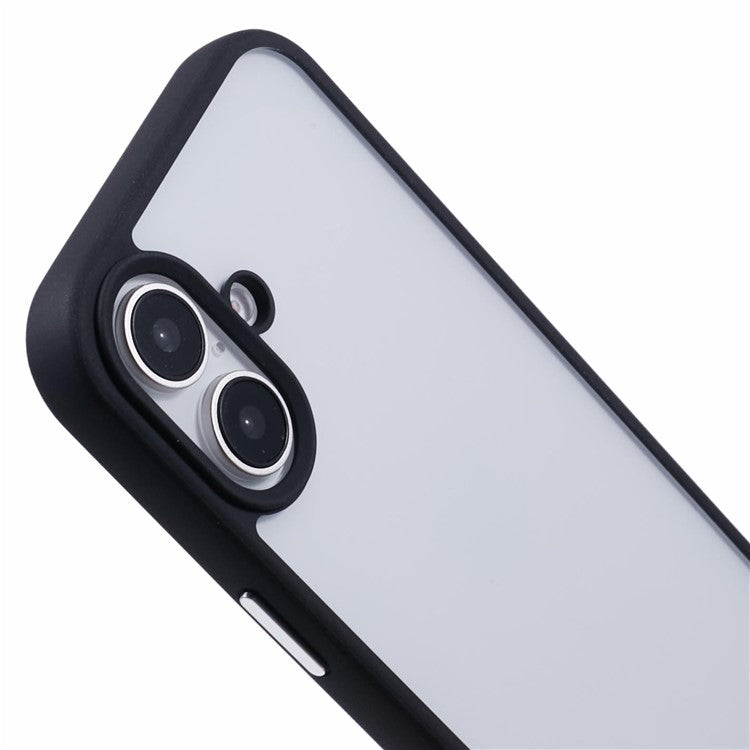 For iPhone 16 Plus Case TPU+PC Crystal Clear Back Cover with Lanyard Holes - Black