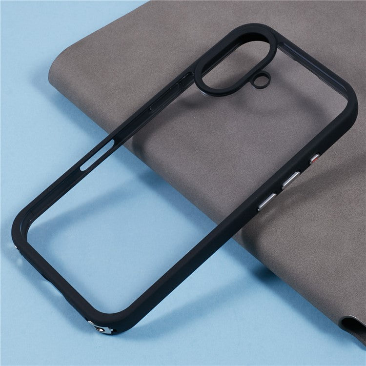 For iPhone 16 Plus Case TPU+PC Crystal Clear Back Cover with Lanyard Holes - Black