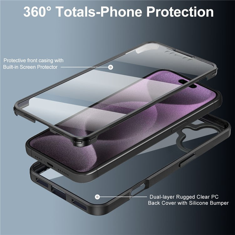 For iPhone 16 Plus Case Acrylic+TPU Clear Phone Cover with PET Screen Film - Green