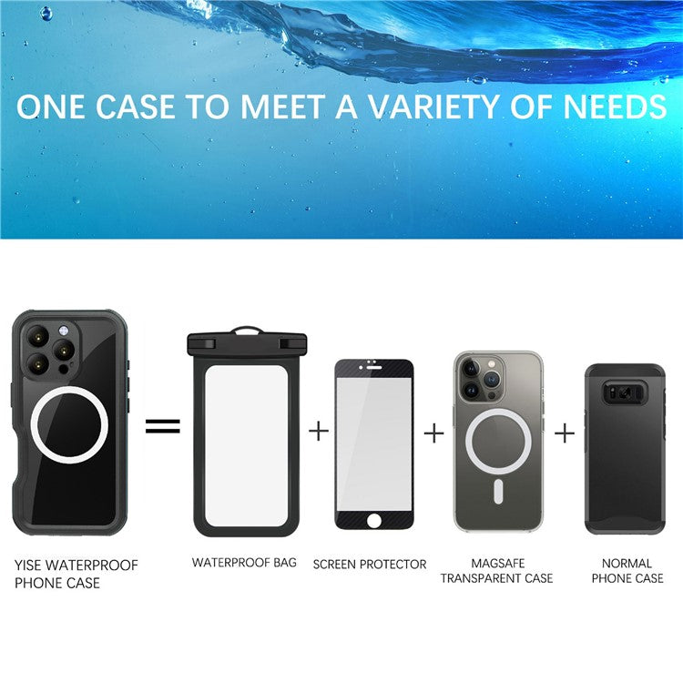 REDPEPPER D-UP Series For iPhone 16 Pro Case IP68 Waterproof Clear Back Panel Phone Cover Compatible with MagSafe - Red