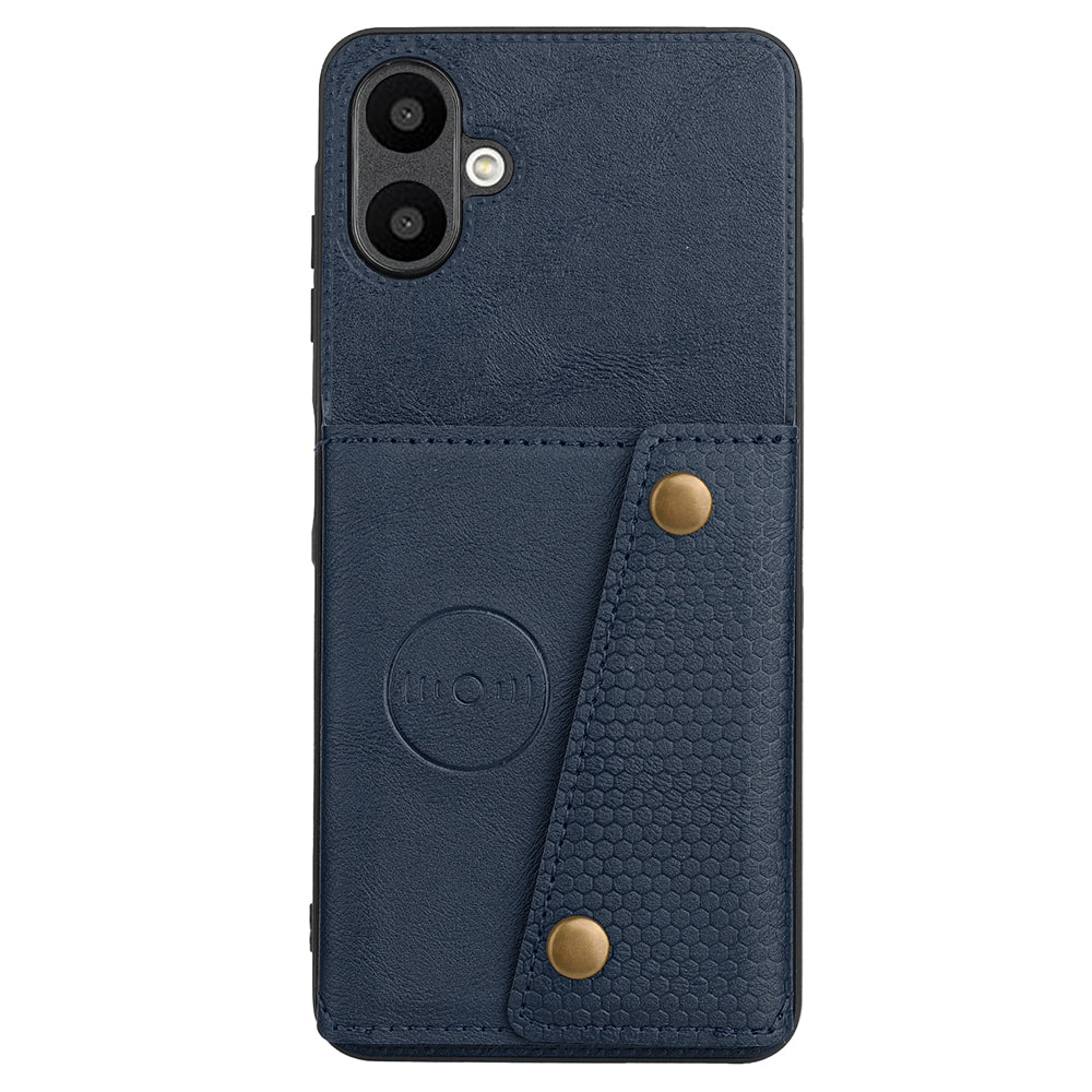 For Samsung Galaxy A06 Case Card Slots Kickstand Leather+TPU Phone Cover - Blue