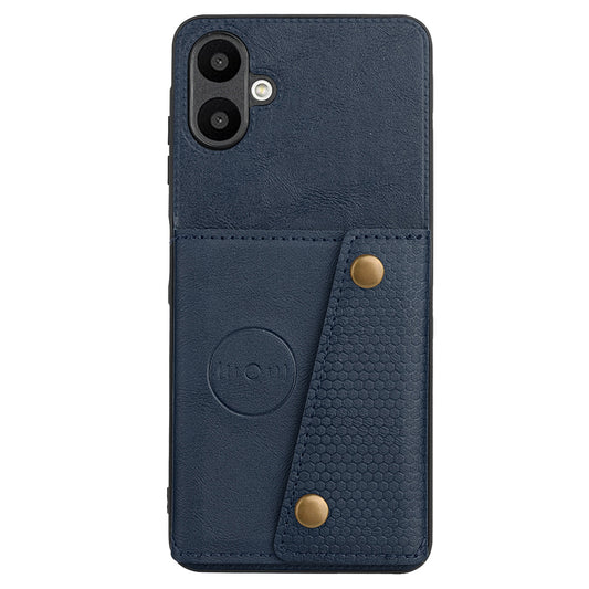 For Samsung Galaxy A06 Case Card Slots Kickstand Leather+TPU Phone Cover - Blue