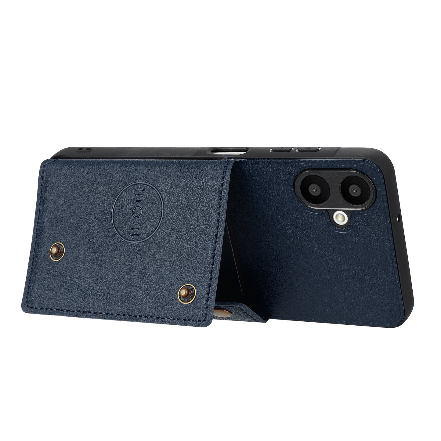 For Samsung Galaxy A06 Case Card Slots Kickstand Leather+TPU Phone Cover - Blue