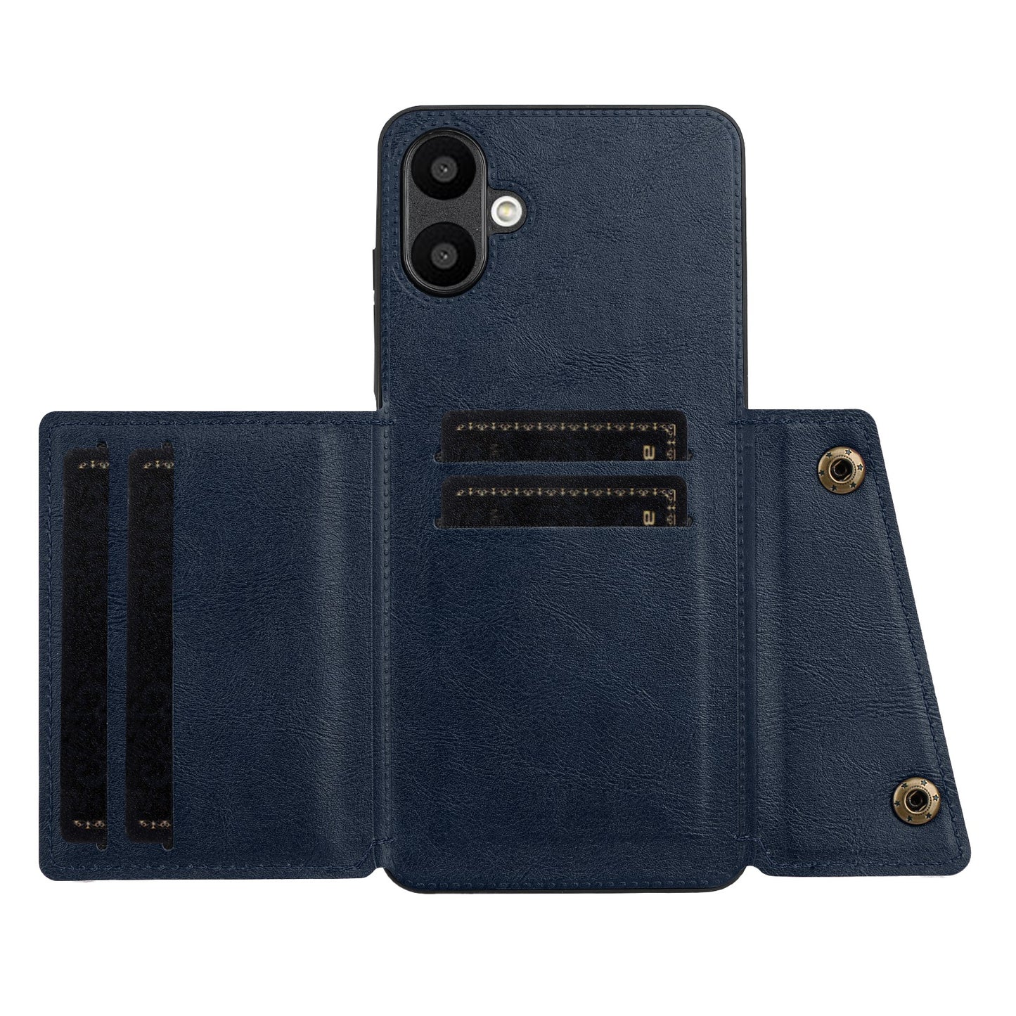 For Samsung Galaxy A06 Case Card Slots Kickstand Leather+TPU Phone Cover - Blue