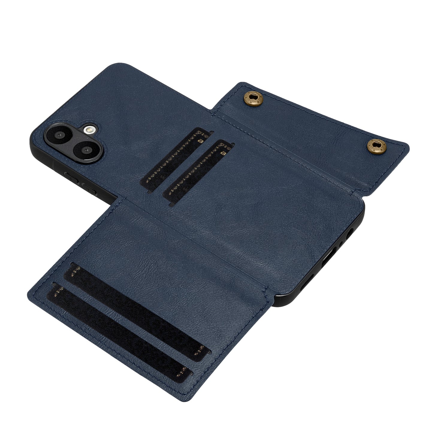 For Samsung Galaxy A06 Case Card Slots Kickstand Leather+TPU Phone Cover - Blue