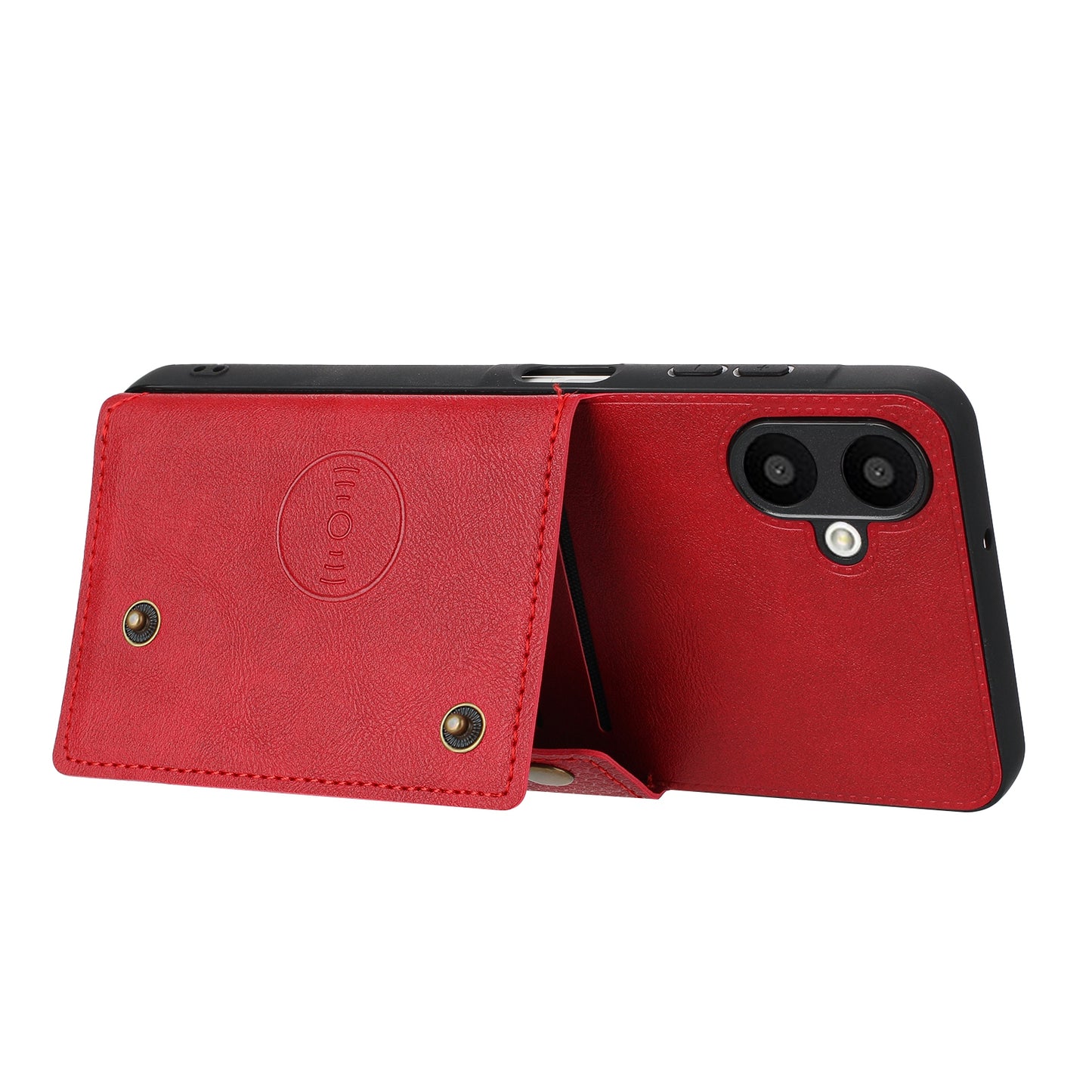 For Samsung Galaxy A06 Case Card Slots Kickstand Leather+TPU Phone Cover - Red