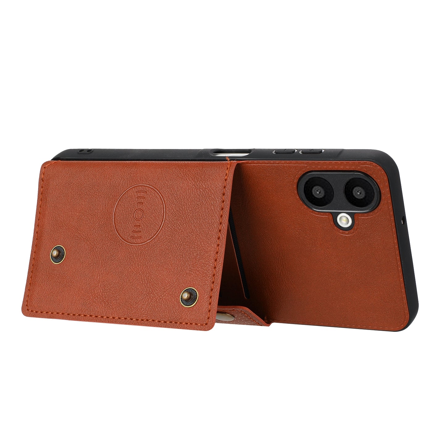 For Samsung Galaxy A06 Case Card Slots Kickstand Leather+TPU Phone Cover - Brown