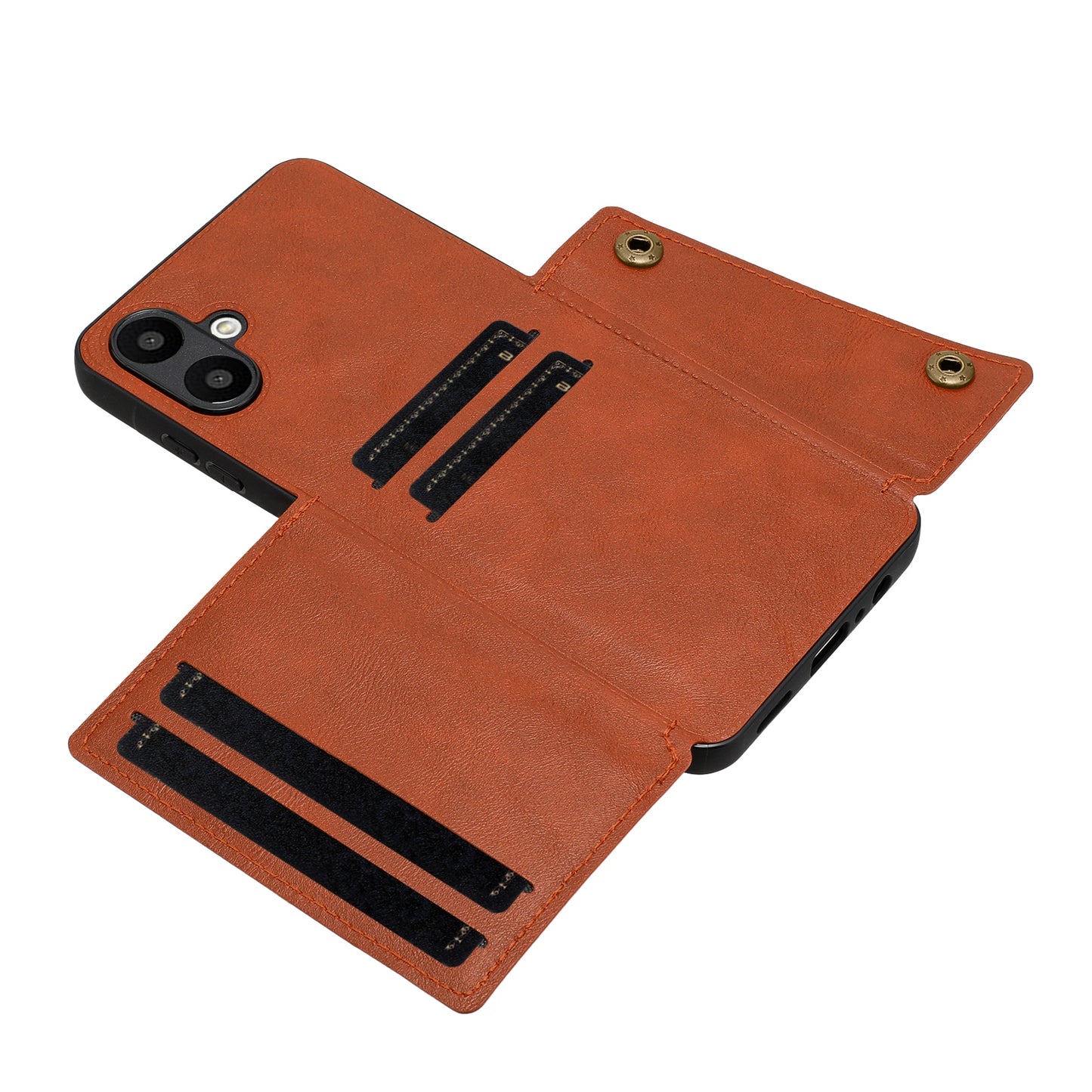 For Samsung Galaxy A06 Case Card Slots Kickstand Leather+TPU Phone Cover - Brown