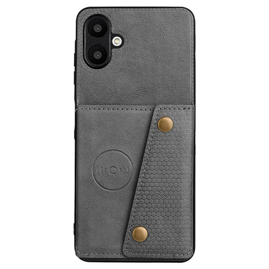 For Samsung Galaxy A06 Case Card Slots Kickstand Leather+TPU Phone Cover - Grey