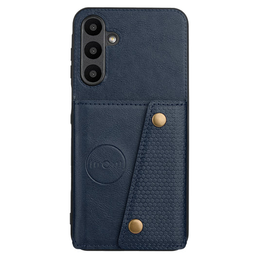 For Samsung Galaxy A16 5G / A16 4G Case Card Slots Kickstand Leather+TPU Phone Cover - Blue