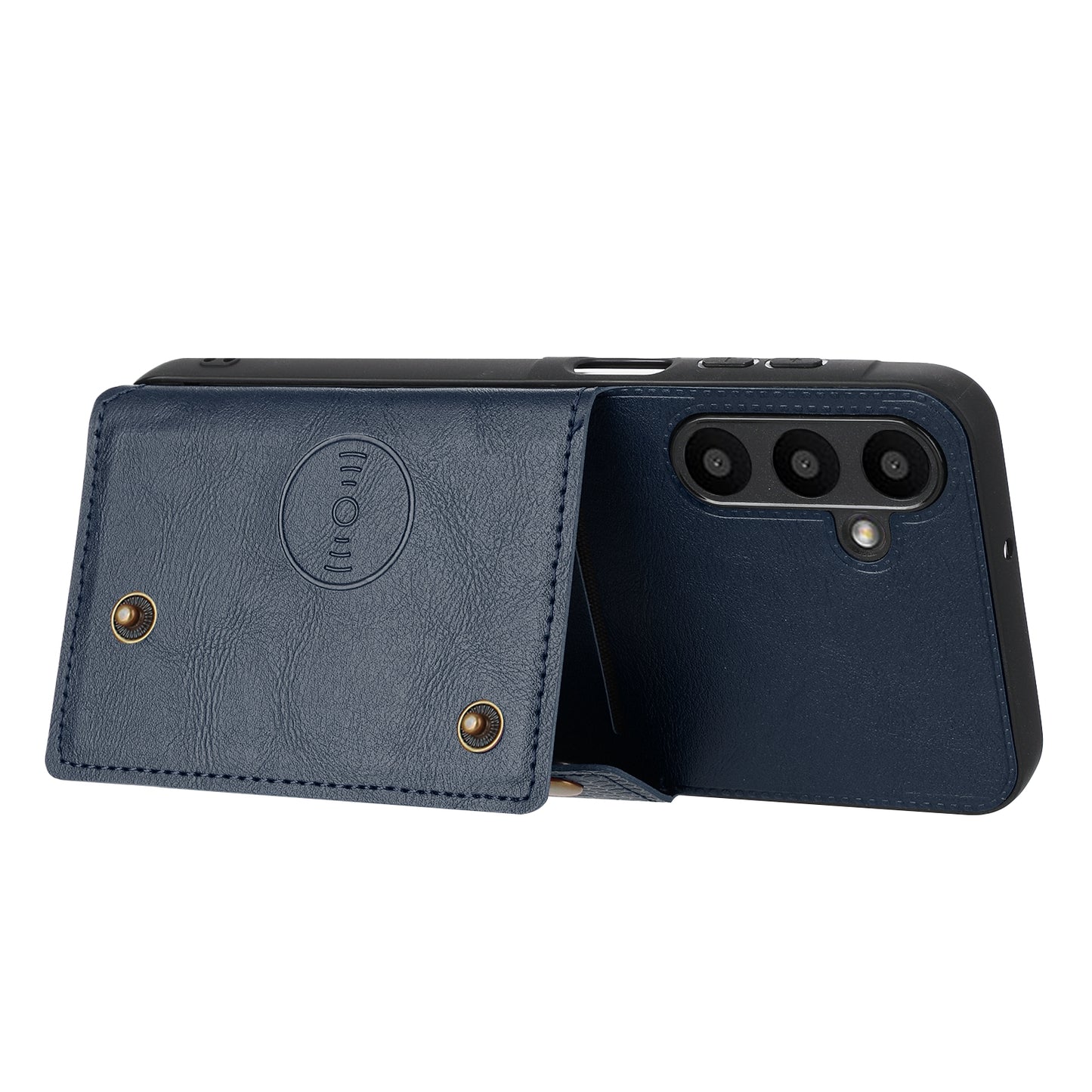 For Samsung Galaxy A16 5G / A16 4G Case Card Slots Kickstand Leather+TPU Phone Cover - Blue