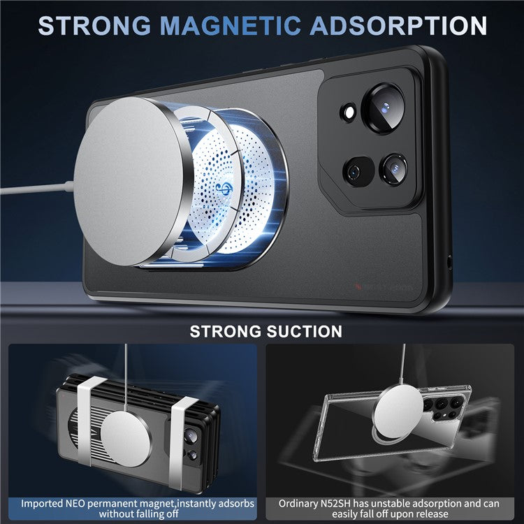 For Asus ROG Phone 8 5G / Phone 8 Pro 5G Magnetic Case Heat Dissipation Aromatherapy Kickstand Silicone+PC Phone Cover - Black