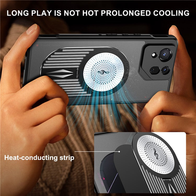 For Asus ROG Phone 8 5G / Phone 8 Pro 5G Magnetic Case Heat Dissipation Aromatherapy Kickstand Silicone+PC Phone Cover - Black