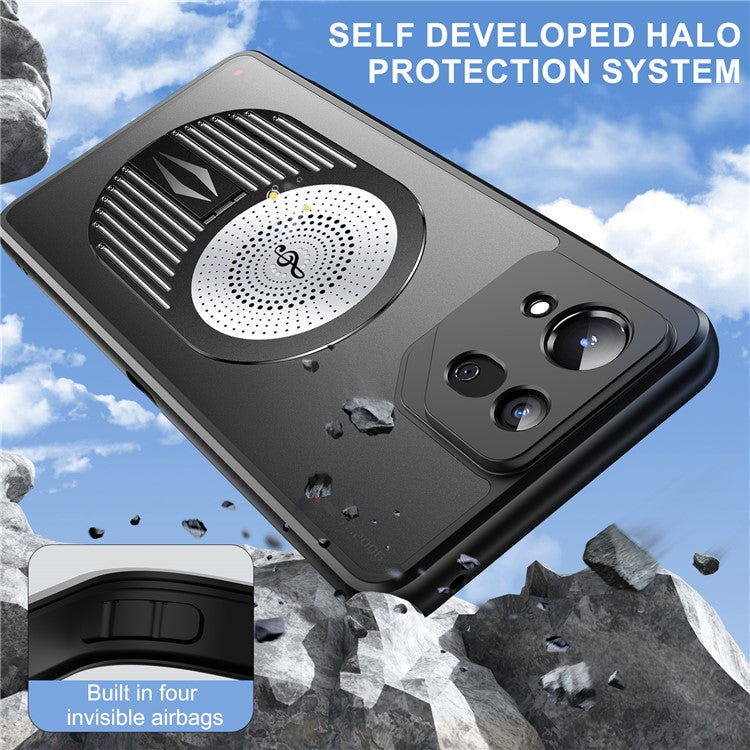 For Asus ROG Phone 8 5G / Phone 8 Pro 5G Magnetic Case Heat Dissipation Aromatherapy Kickstand Silicone+PC Phone Cover - Black