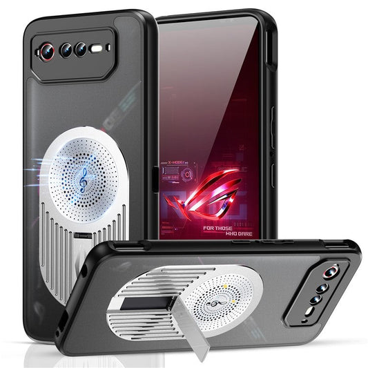 For Asus ROG Phone 6 5G / Phone 6 Pro 5G / Phone 6D 5G Magnetic Case Heat Dissipation Aromatherapy Kickstand Silicone+PC Phone Cover - Silver