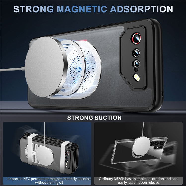 For Asus ROG Phone 7 5G Magnetic Case Heat Dissipation Aromatherapy Kickstand Silicone+PC Phone Cover - Silver