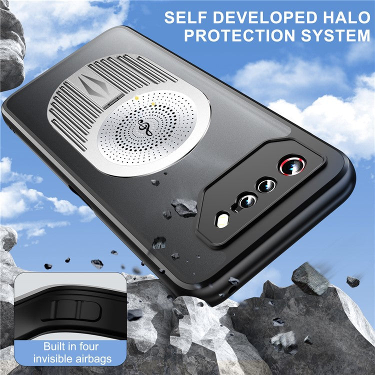 For Asus ROG Phone 7 5G Magnetic Case Heat Dissipation Aromatherapy Kickstand Silicone+PC Phone Cover - Silver