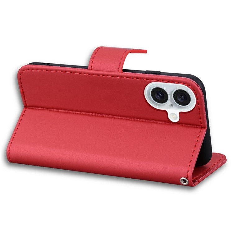 For iPhone 16 Case Cartoon Pattern Wallet Leather Phone Cover - Red