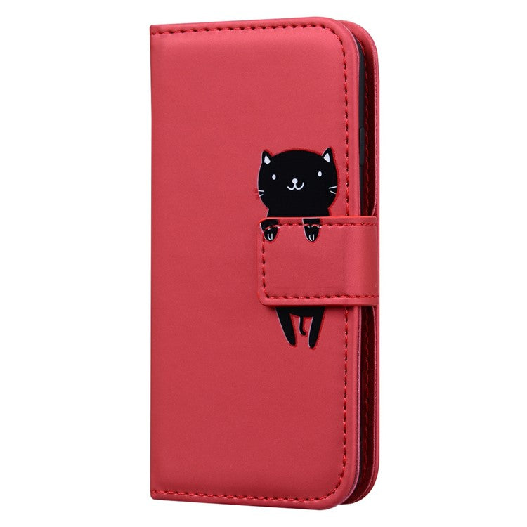 For iPhone 16 Case Cartoon Pattern Wallet Leather Phone Cover - Red