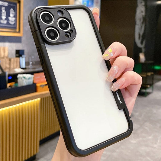 WOLMTT For iPhone 16 Pro Case Colorful Frame Soft TPU Clear Phone Cover - Black