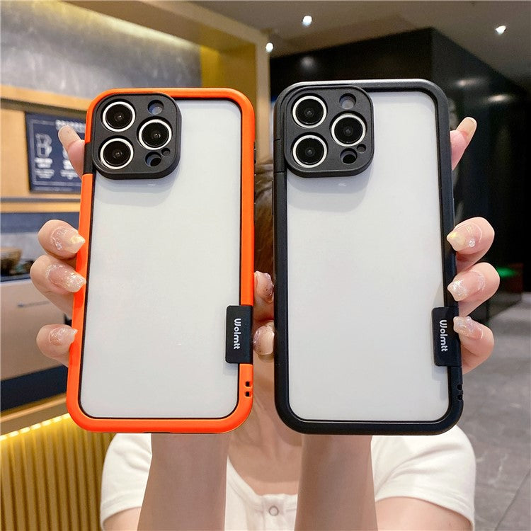 WOLMTT For iPhone 16 Pro Case Colorful Frame Soft TPU Clear Phone Cover - Black