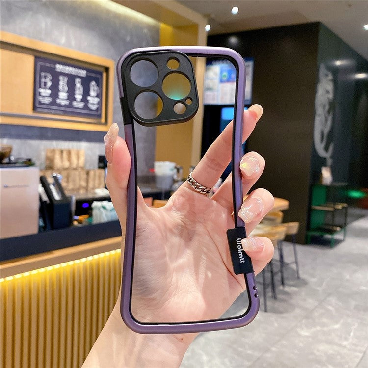 WOLMTT For iPhone 16 Pro Case Colorful Frame Soft TPU Clear Phone Cover - Black