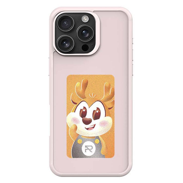 For iPhone 16 Pro E Ink Phone Cover 4-Color Display Pattern Customized Case - Pink