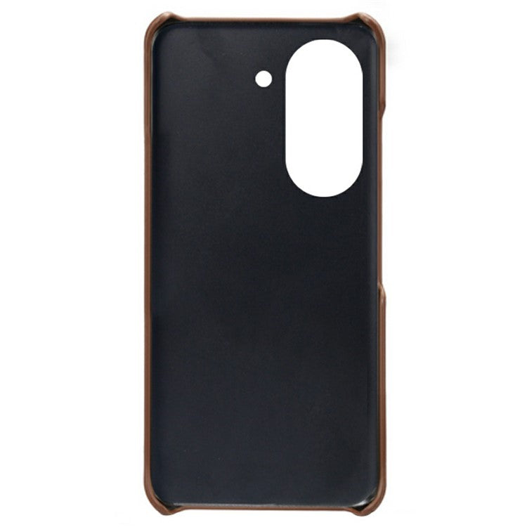 For Asus Zenfone 9 5G Calf Texture PU Leather Coated Hard PC Case Shockproof Protective Phone Cover - Brown