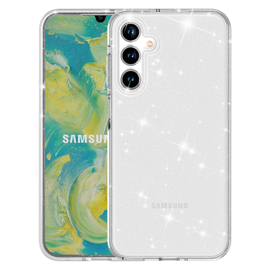 For Samsung Galaxy A16 5G / A16 4G Case TPU+PC Glitter Transparent Phone Cover - Sparkly Glitter White