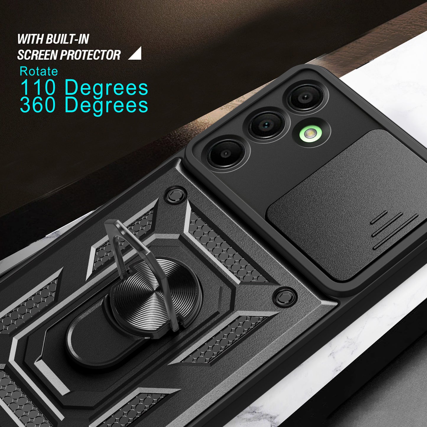 For Samsung Galaxy A16 5G / A16 4G Case with Slide Camera Lid PC+TPU Kickstand Phone Cover - Red