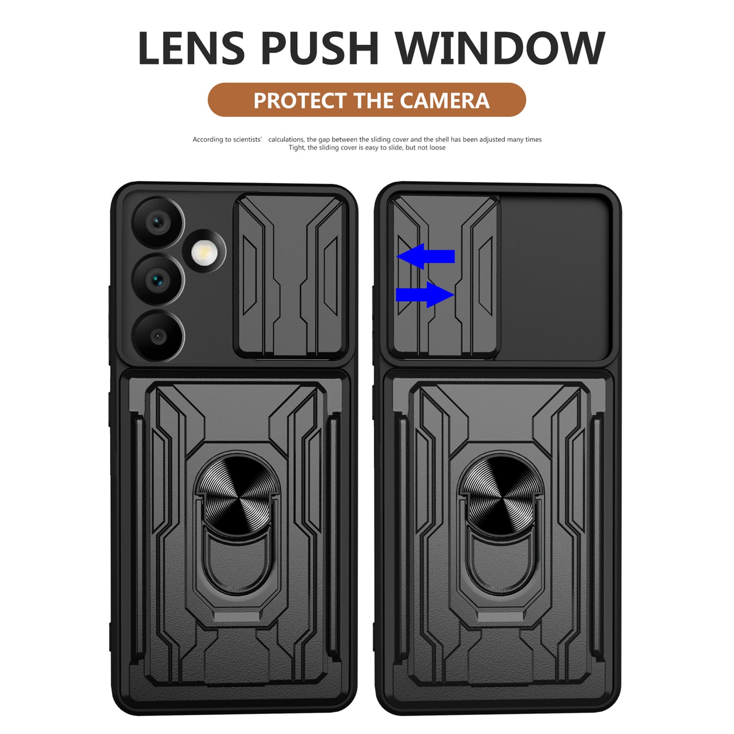 For Samsung Galaxy A16 5G / A16 4G Case PC+TPU Kickstand Phone Back Cover with Camera Slider - Titanium Grey