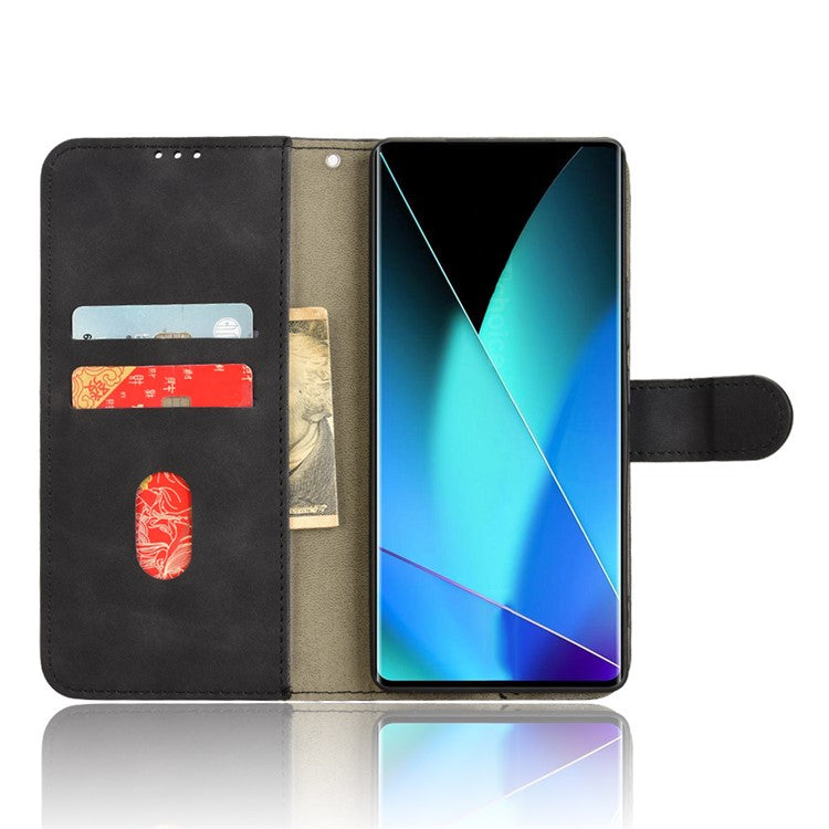 For Infinix Zero 40 4G Leather Case Skin-Feel Anti-Drop Wallet Flip Phone Cover - Black