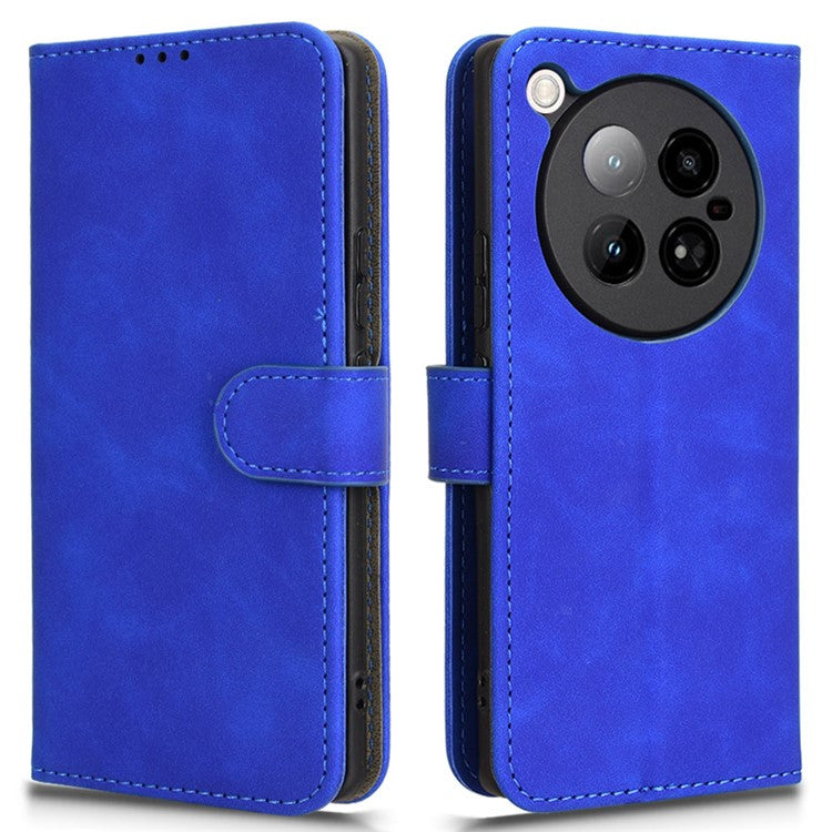 For Infinix Zero 40 4G Leather Case Skin-Feel Anti-Drop Wallet Flip Phone Cover - Blue