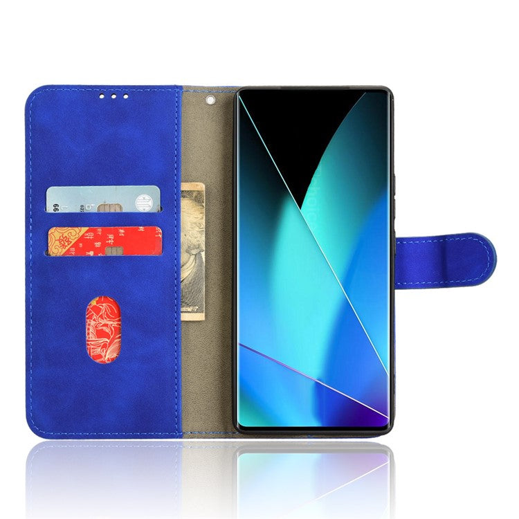 For Infinix Zero 40 4G Leather Case Skin-Feel Anti-Drop Wallet Flip Phone Cover - Blue