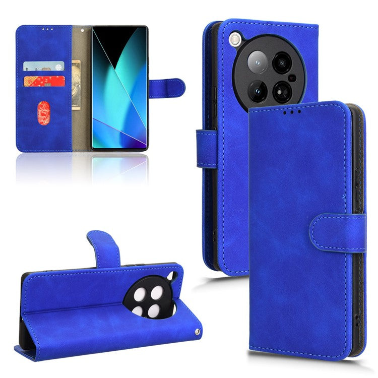 For Infinix Zero 40 4G Leather Case Skin-Feel Anti-Drop Wallet Flip Phone Cover - Blue